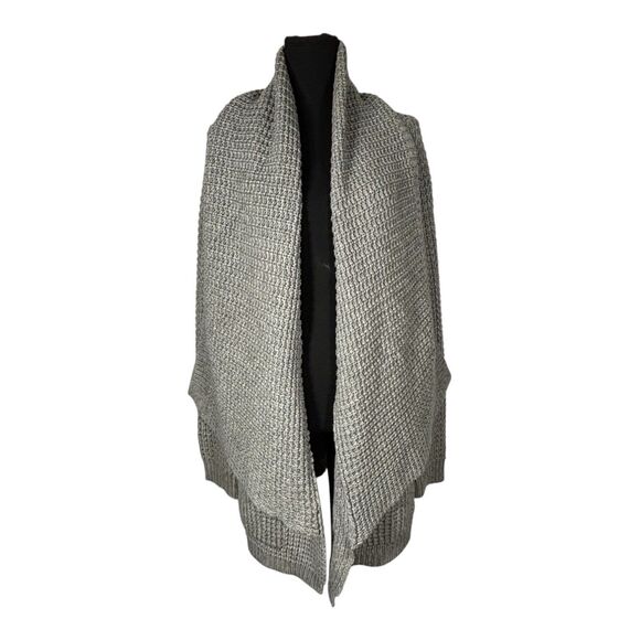THEME Cardigan Sweater Gray Chunky Open Drape Front Pockets - Picture 1 of 9